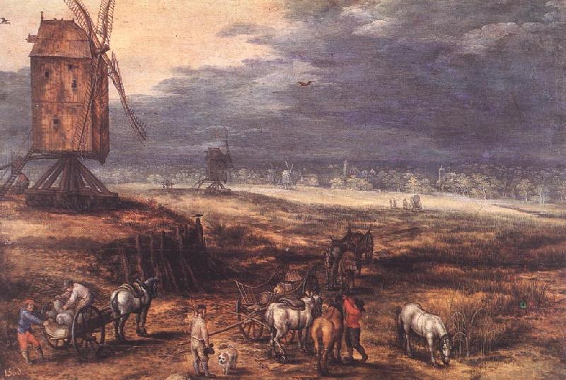 BRUEGHEL, Jan the Elder Landscape with Windmills fdg Spain oil painting art